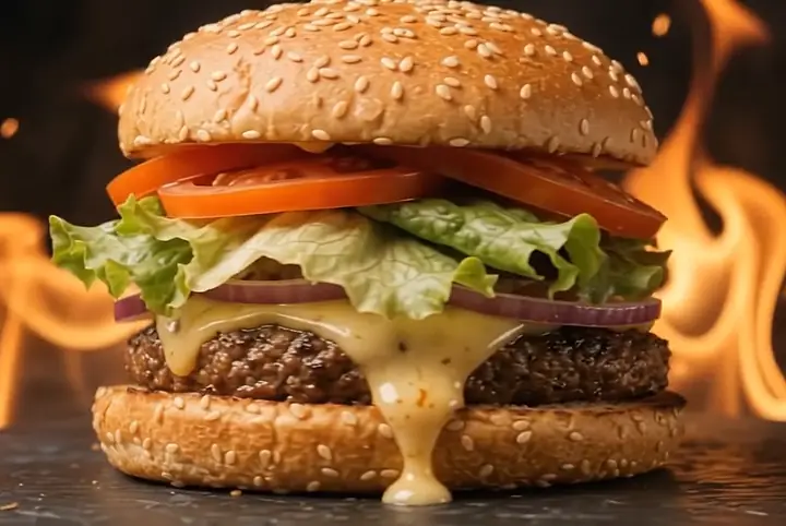 ALAZ No.1: ateş önünde, cheddarı eriyen hamburger